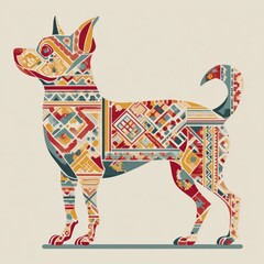 A Colorful Geometric Chihuahua in Profile