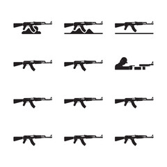 Collection of AK-47 Rifle Positions Various Shooting Stances and Techniques
