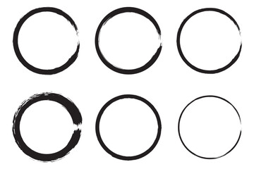 Set of grunge circles shapes, grunge round shapes. Paint brush stamp collection. Vector brush circle. grunge circle stamp. vector illustration