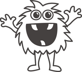 Cute outline monster illustration.