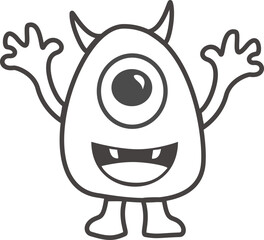 Cute outline monster illustration.