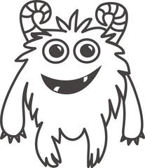 Cute outline monster illustration.