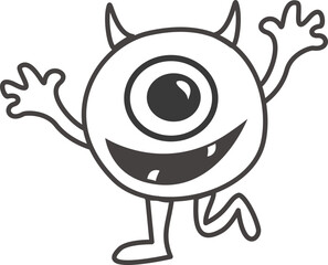 Cute outline monster illustration.