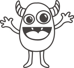 Cute outline monster illustration.