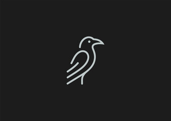 Abstract crow line logo for mystery, intellect, or bold branding.