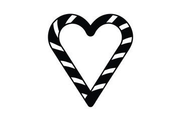 christmas candy cane heart vector icon