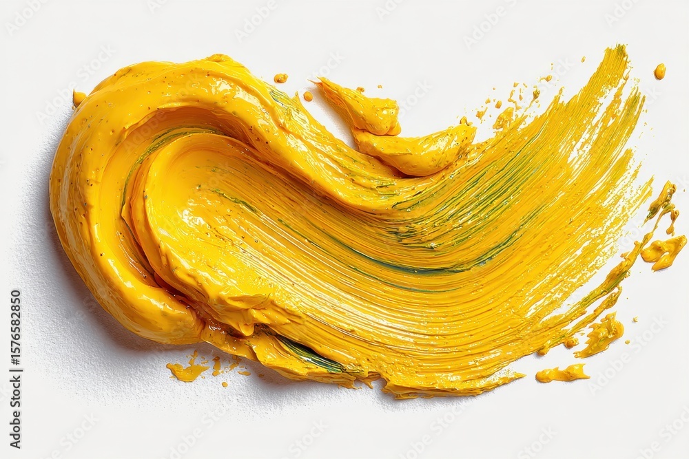Fototapete yellow paint smear abstract on canvas creates a textured background and unique design element for ar