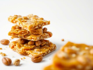 Stack of Homemade Peanut Brittle