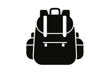 Vector illustration of a business travel bag icon, a black suitcase with a handle and lock symbol
