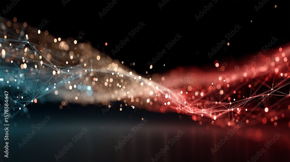 Poster vibrant abstract network of glowing points and lines representing dynamic data flow and digital conn