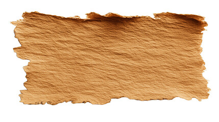 A warm brown kraft paper sheet with visible fibers and torn edges. Transparent PNG with no background.