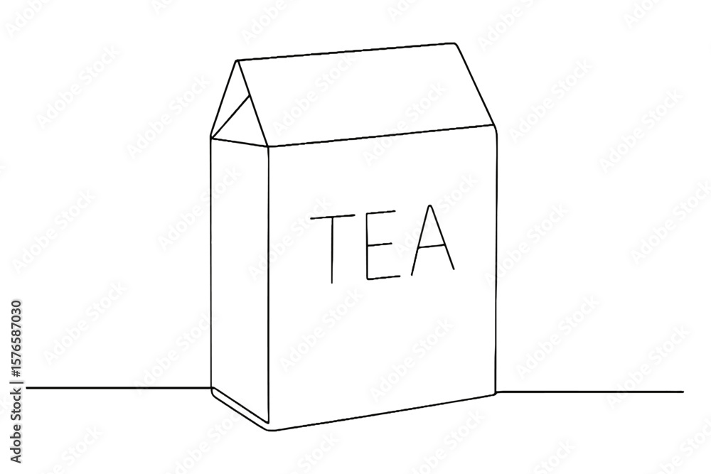 Poster line art tea box mockup in minimalist style with simple design