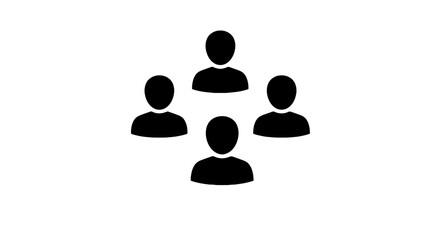 Silhouette of four people grouped together in a minimal design  