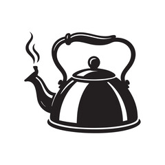Black And White Kettle Silhouette Vector Illustration Design Element