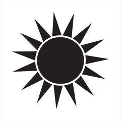 Black And White Sun Symbol With Sharp Rays Icon