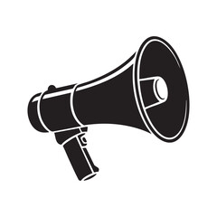 Black And White Vector Illustration Of A Megaphone For Announcements