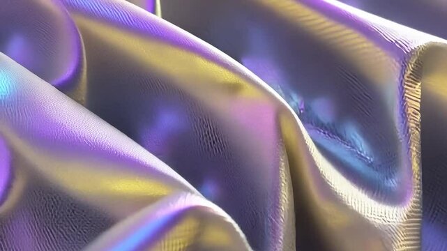 Close-up view of iridescent, textured fabric with a snake-skin pattern