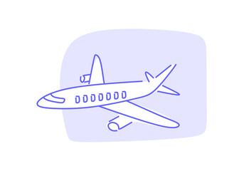 minimalist line art illustration of an airplane in flight, symbolizing travel, transportation, aviation, and global connectivity. 