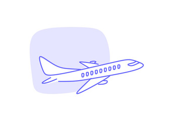 minimalist line art illustration of an airplane in flight, symbolizing travel, transportation, aviation, and global connectivity. 