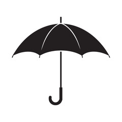 Simple Black Umbrella Icon Symbol Isolated On White Background