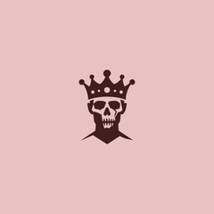 Crowned zombie logo in dark and creative silhouette illustration.