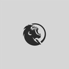 Screaming gorilla logo in strong and expressive silhouette design.