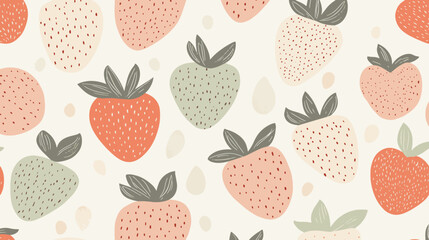 Colorful Pastel Strawberry Seamless Vector Background with Cute Heart Accents and Copy Space for Presentation