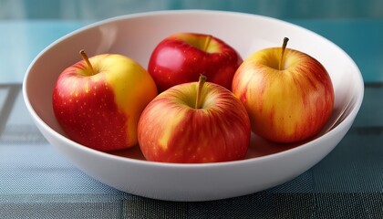 fresh vibrant apples in a white bowl ideal for healthy snacking and recipes