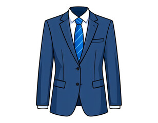 Blue Professional Suit and Tie cartoon character on isolated Isolated on Transparent Background.

