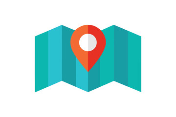 Map Icon Folded Paper Style Vector On White Background