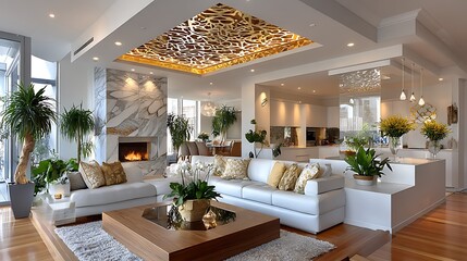Spacious living room with cozy seating high resolution photo