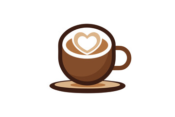 Obraz premium Cup Of Cappuccino With Heart Latte Art Icon On White