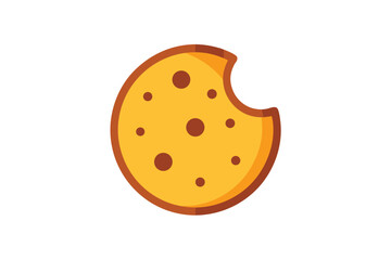 Fototapeta premium Cookie In Bite Shape Vector Cartoon Icon On White