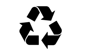 Black recycle icon. Recycling symbol. Three arrows. Environmental conservation. Sustainability concept. Waste management. Ecological protection. Reduce, reuse, recycle. Green.