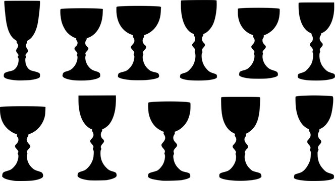 vector set of different chalices isolated on white
