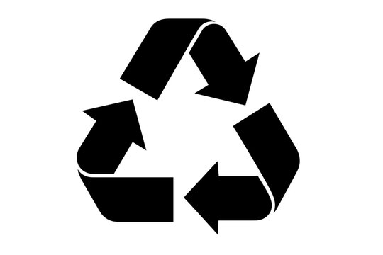 Recycle symbol vector icon. Black recycling sign with three arrows. Eco-friendly concept for ecology and environment. Reduce, reuse, recycle. Sustainable waste management.