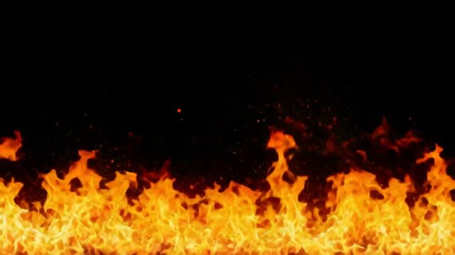 Orange and yellow flames against black background