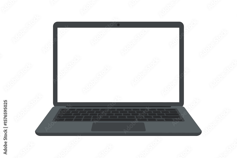 Aufkleber modern laptop computer front view. blank screen. realistic keyboard. portable device. digital techno