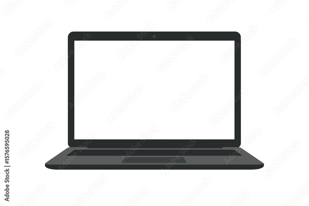Poster modern laptop computer front view. blank screen isolated. minimalist notebook vector illustration. t