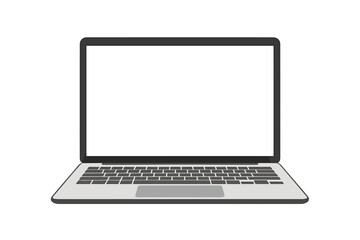 Fototapeta premium Modern Laptop Computer Front View. Blank Screen. Realistic Notebook Vector Illustration. Isolated Device. Digital Technology. Portable PC. Workspace Concept. Office Equipment. Minimal Design.