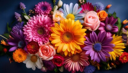 vibrant mix of colorful flowers arranged in beautiful bouquet
