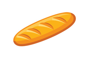 Baguette Bread Icon Vector Cartoon Bakery Style On White