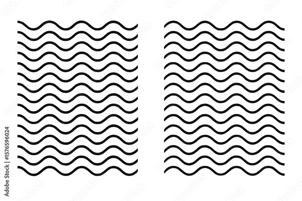 Poster seamless wavy lines pattern set, abstract wave texture, repeating curved stripe background, modern m