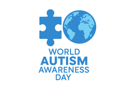 World Autism Awareness Day Concept. Blue Puzzle Piece and Globe Icon. Autism Spectrum Disorder Symbol. Global Awareness, Inclusion, Support. Vector Illustration for Poster, Banner, Social Campaign