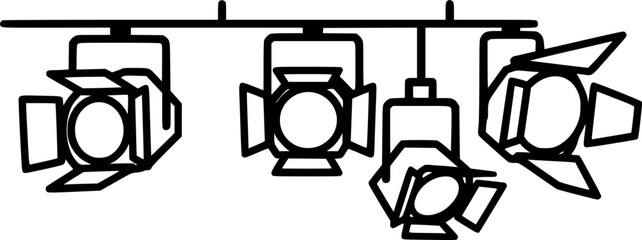 Theater stage lights outline icon vector
