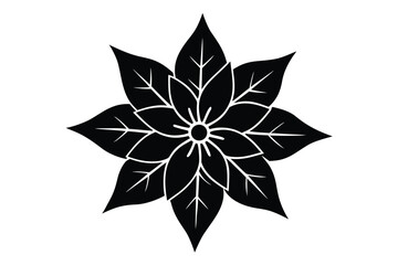 frosted poinsettia vector icon