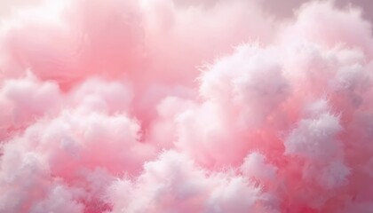 Fluffy pink cotton candy background. Soft pastel colors with abstract blurred dessert texture. Sweet, airy, light candyfloss creates a whimsical, dreamy atmosphere.