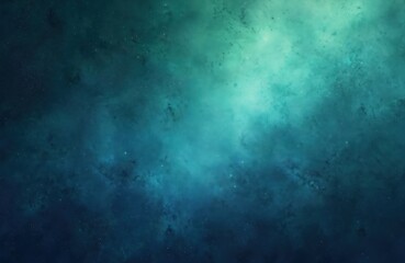 Obraz premium Deep space illustration features vibrant blue, green hues with scattered stars creating vast celestial atmosphere. Nebulous clouds swirl with starlight, evoking mystery, exploration, wonders of