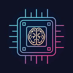Digital Brain: An artistic illustration of a central processing unit, representing the intersection of the human brain and artificial intelligence. Showcasing a brain icon.
