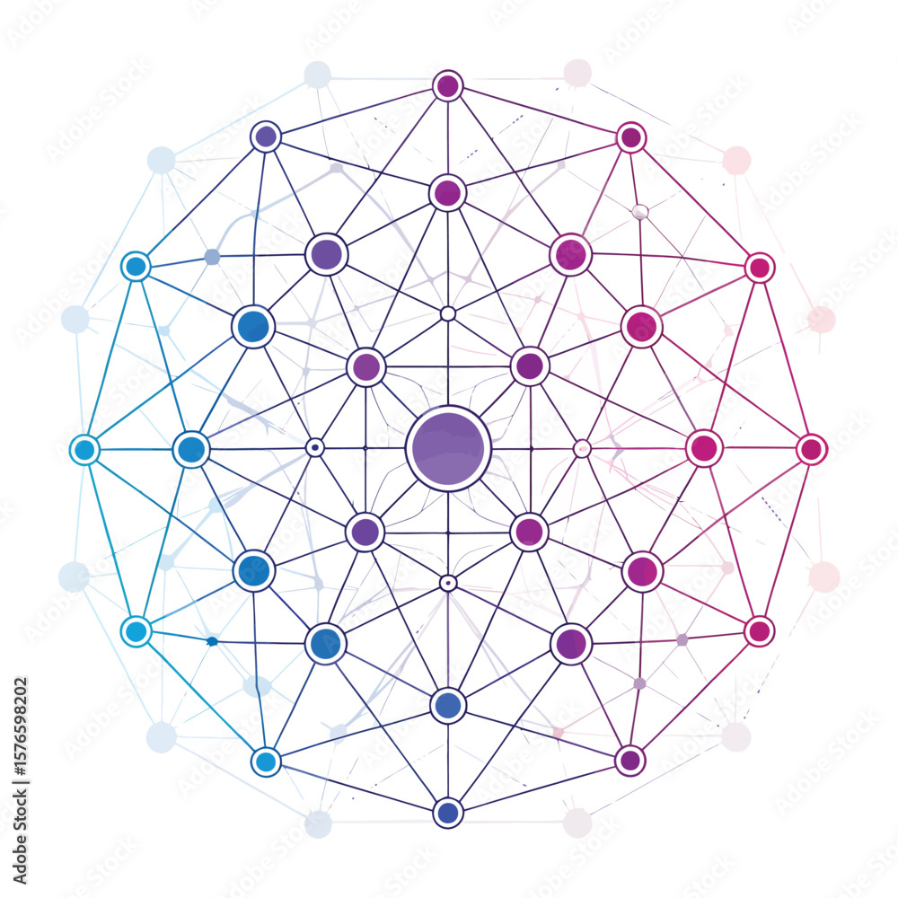 Poster network of connection: a vibrant, interconnected network of dots and lines. capturing the essence of